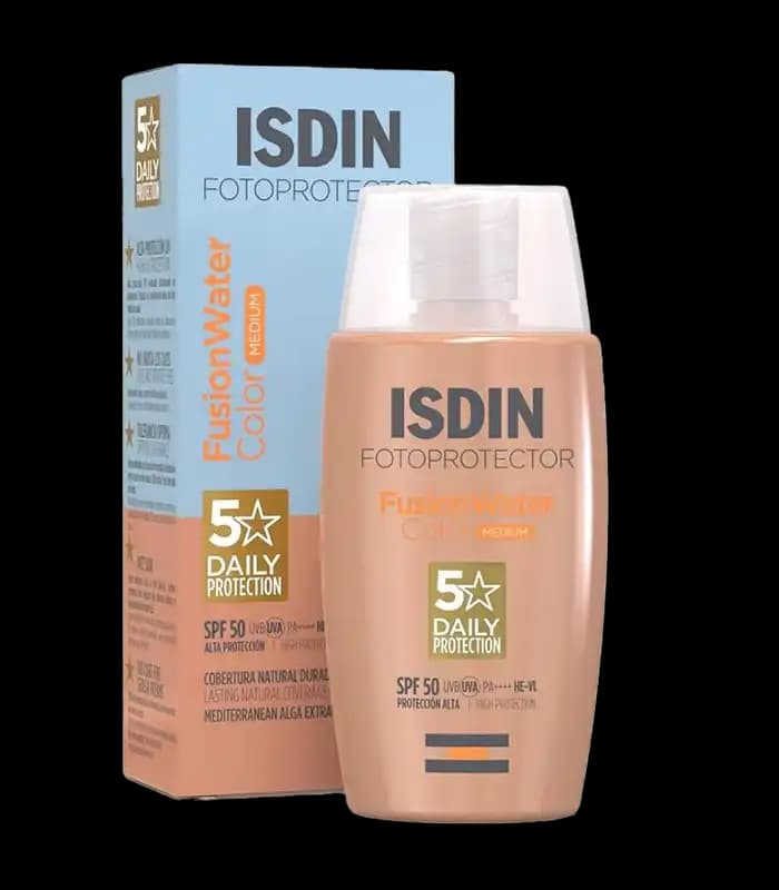 ضدآفتاب رنگی ایزدین مدل فیوژن واتر SPF50 – رنگ مدیوم حجم 50 میل