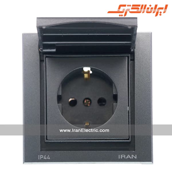 پریز برق ارت دربدار IP44 مدل برلیان زغال سنگی — تصویر ۳