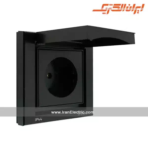 پریز برق ساده دربدار IP44 مدل برلیان مشکی