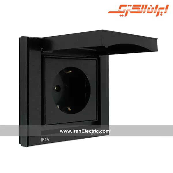 پریز برق ارت دار دربدار IP44 مدل برلیان مشکی