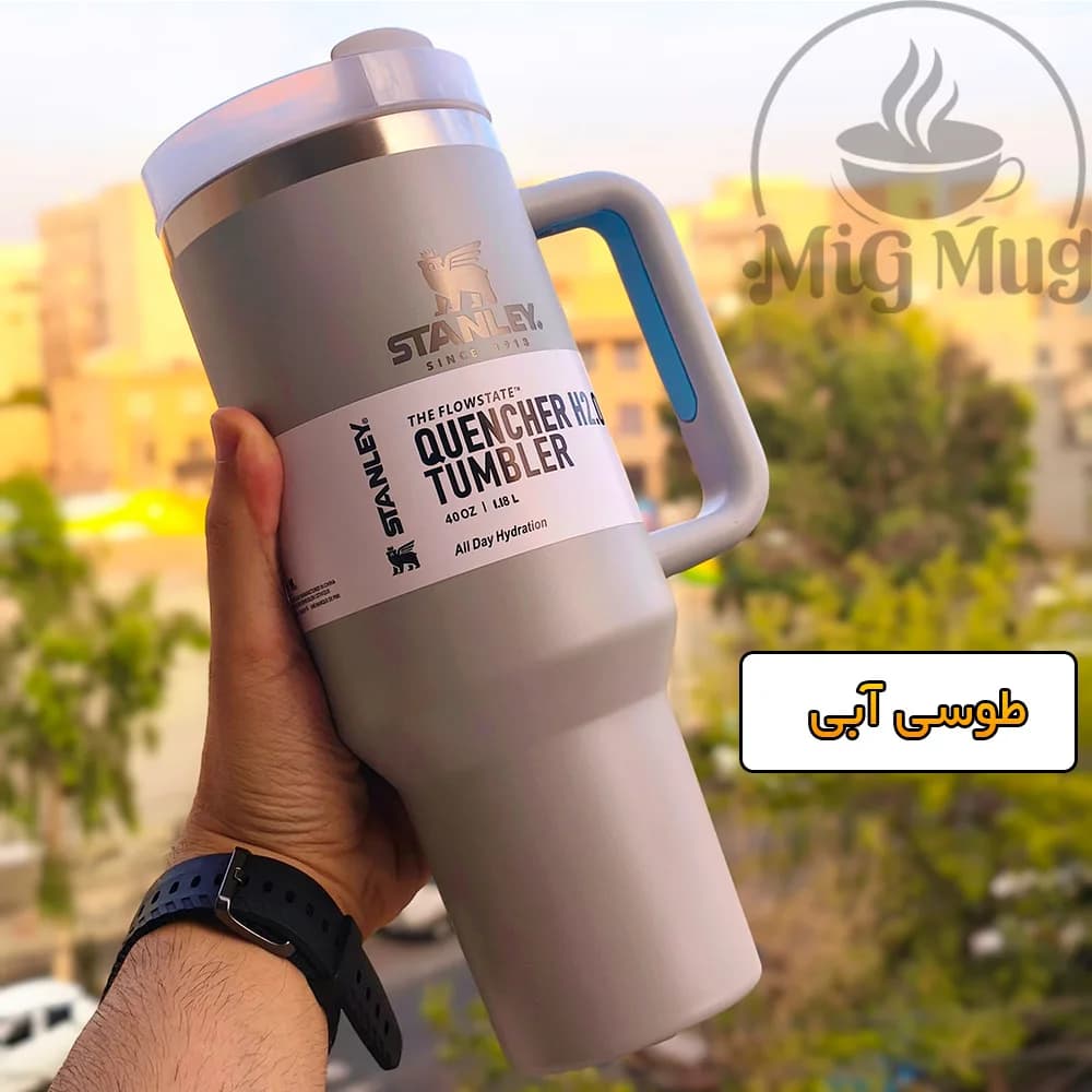 تامبلر استنلی ساده پاستیلی (لوگو حک شده) — تصویر ۶