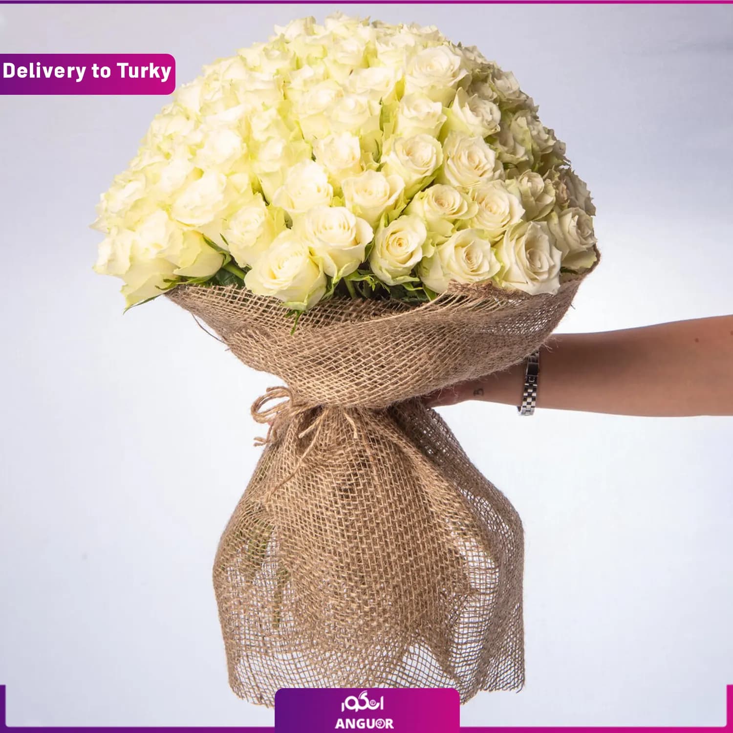 دسته گل رز سفید (ارسال گل به ترکیه)