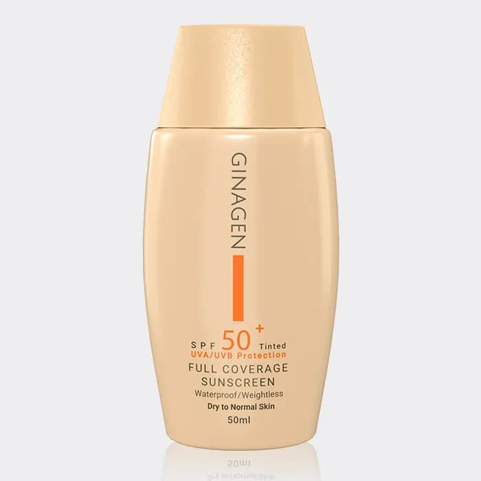کرم ضد آفتاب رنگی پوست خشک ژیناژن Ginagen Dry To Normal SPF 50 Tinted Sunscreen 50ml