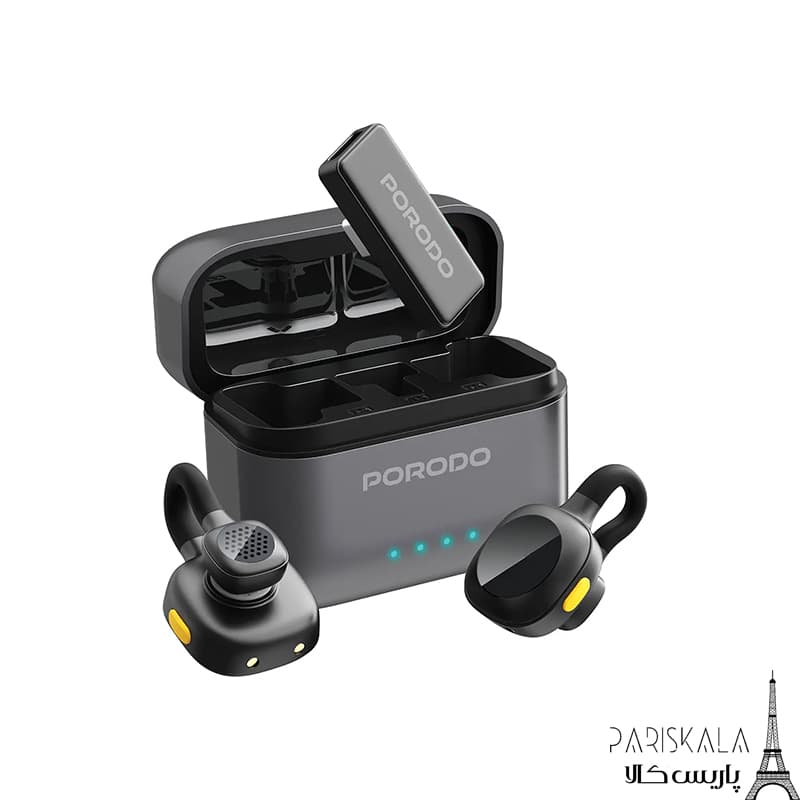 میکروفون یقه ای پرودو مدل دو کاربره PORODO Movo Lavalier Microphone PDLAMPHF76BK Type-C