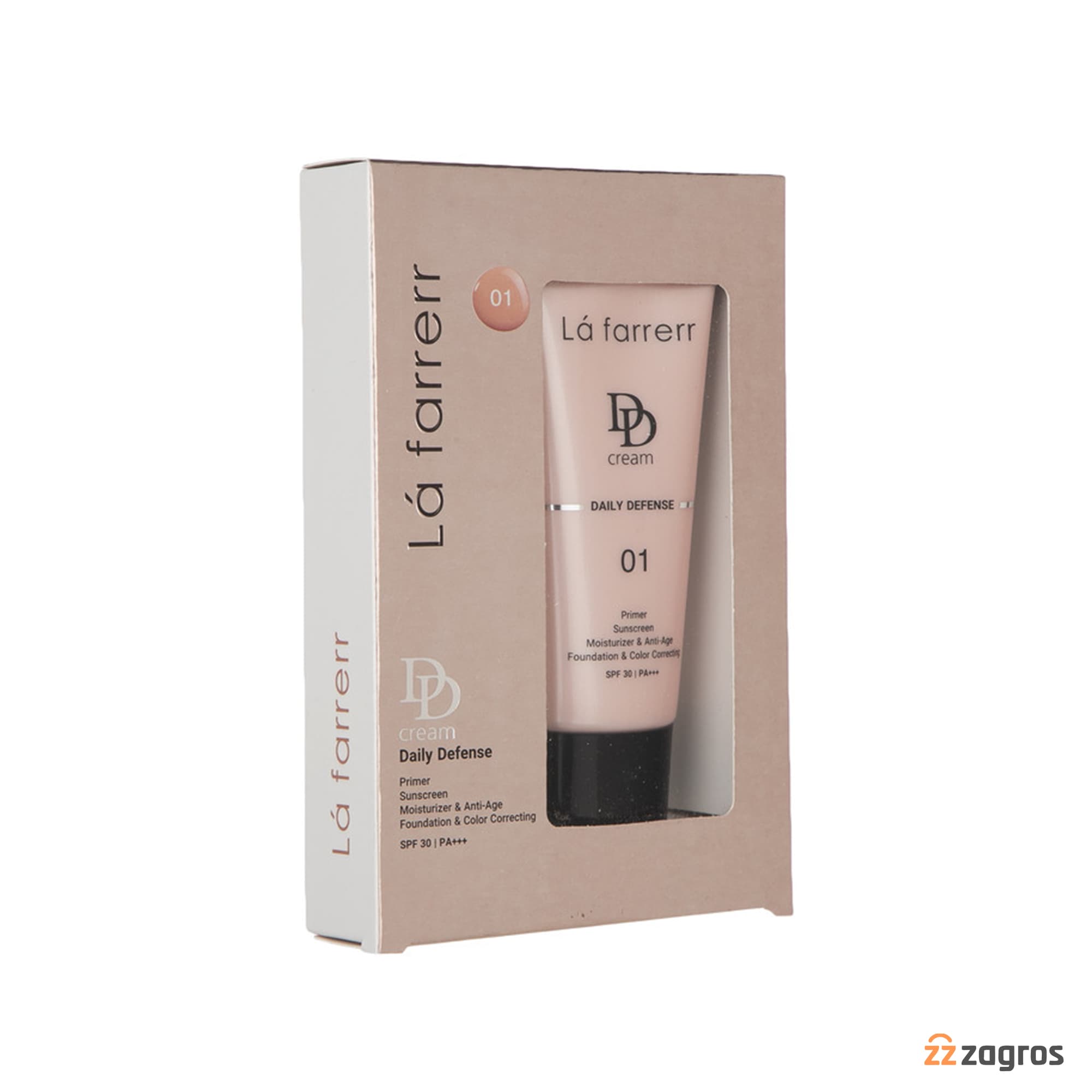 دی دی کرم لافارر SPF30 شماره 01 رنگ روشن مناسب انواع پوست 33 میل — تصویر ۲