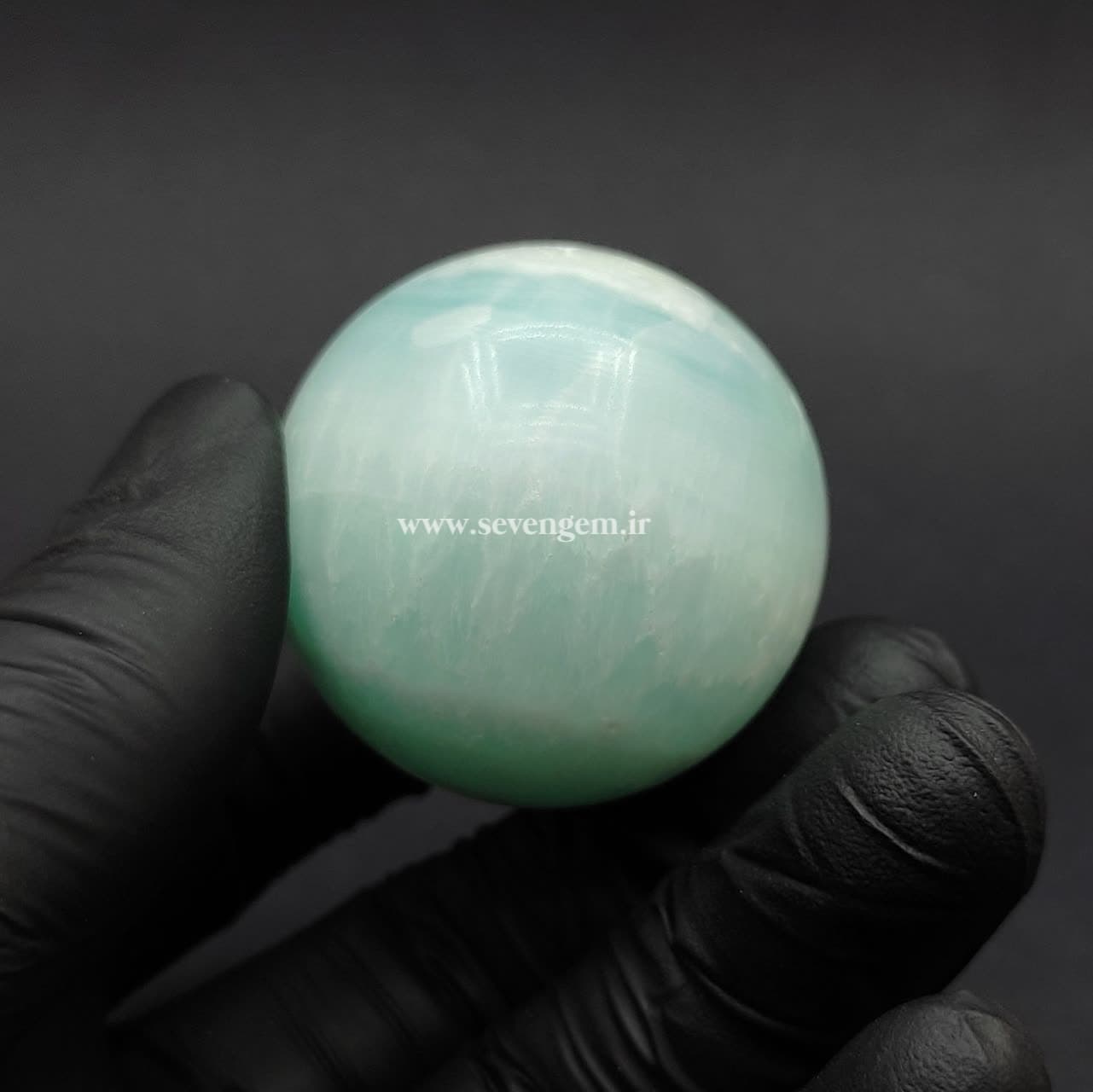 گوی آراگونیت سبز/آبی ابرو بادی (کدA620) — تصویر ۲