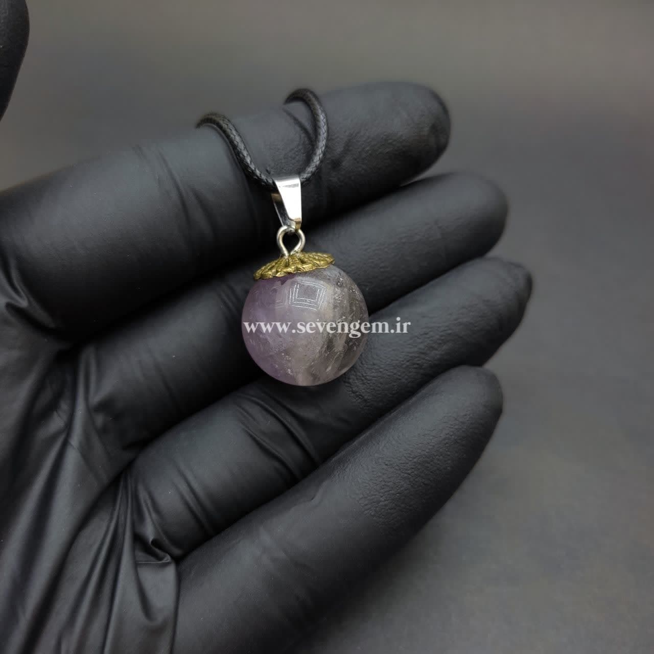 گردنبند گوی سنگ آمیتیست (کدA535) — تصویر ۳