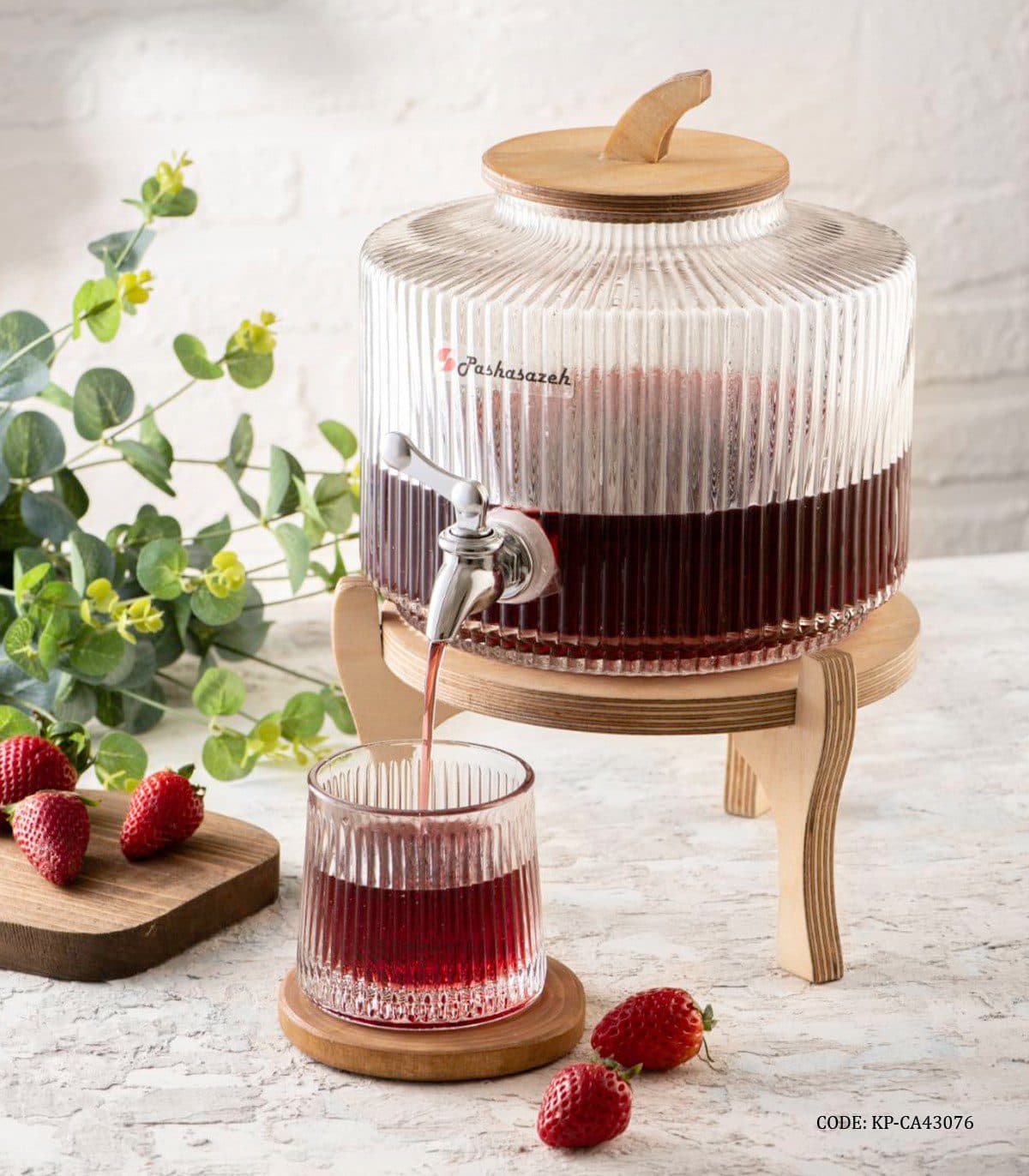 کلمن شیشه ای پایه چوبی مدل ویکتوریا