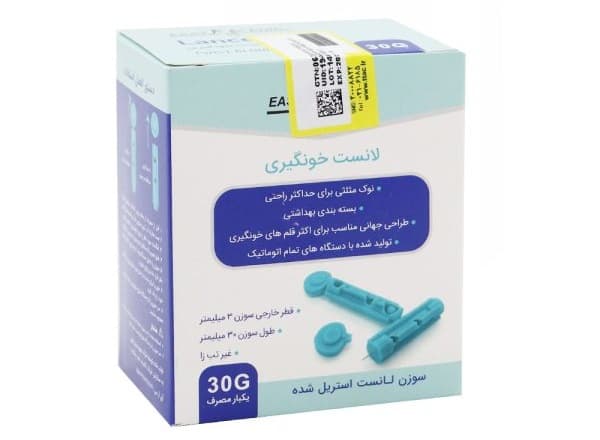 سوزن تست قند خون (لنست) 4 پر از برند ایزی مدیک (بسته 100 عددی)