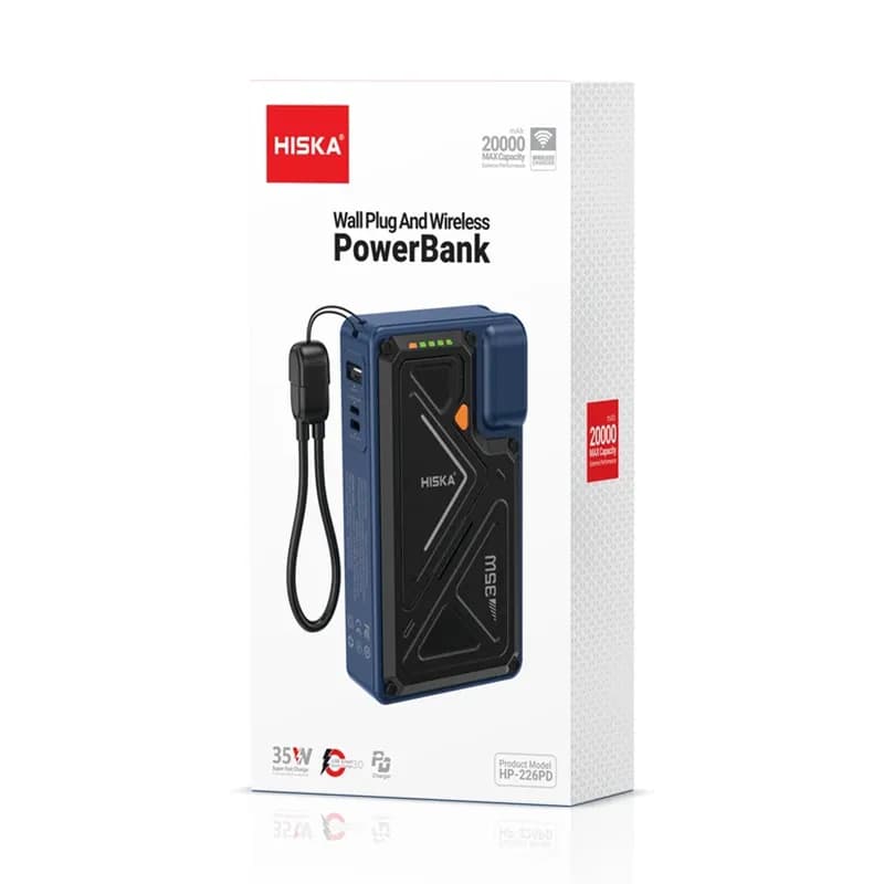 پاوربانک بی سیم هیسکا مدل HP-226PD 35W ظرفیت 20000 میلی آمپر – سفید — تصویر ۵