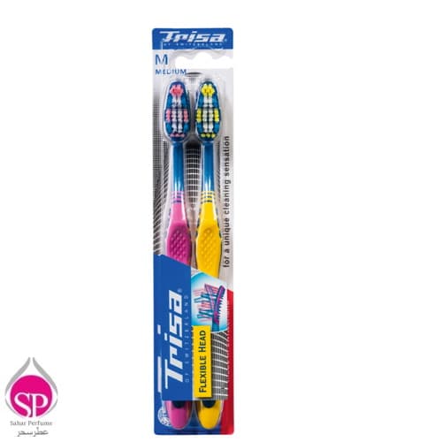 پک دو عددی مسواک تریزا مدل Flexible Head با برس متوسط Trisa Super Promo Flexible Head Toothbrush Pack With Medium Brush 2pcs