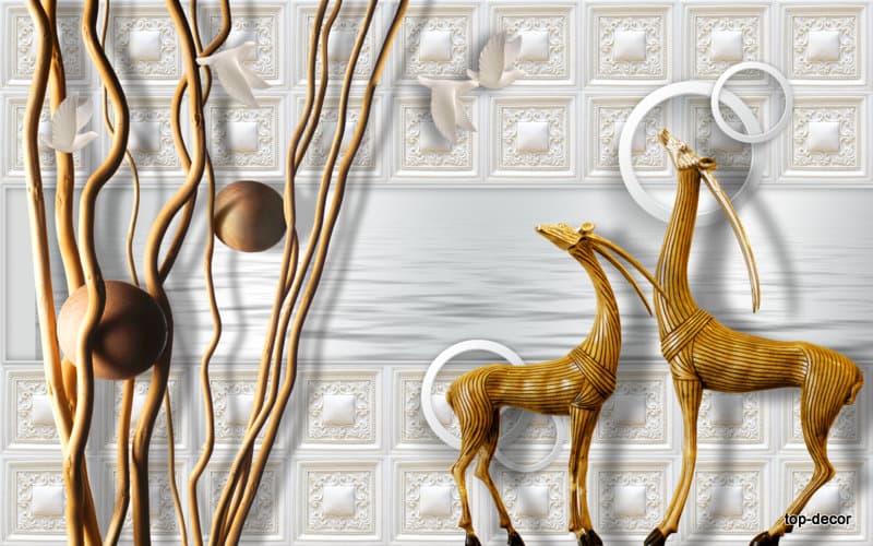 پوستر دیواری طرح گوزن طلایی مدرن