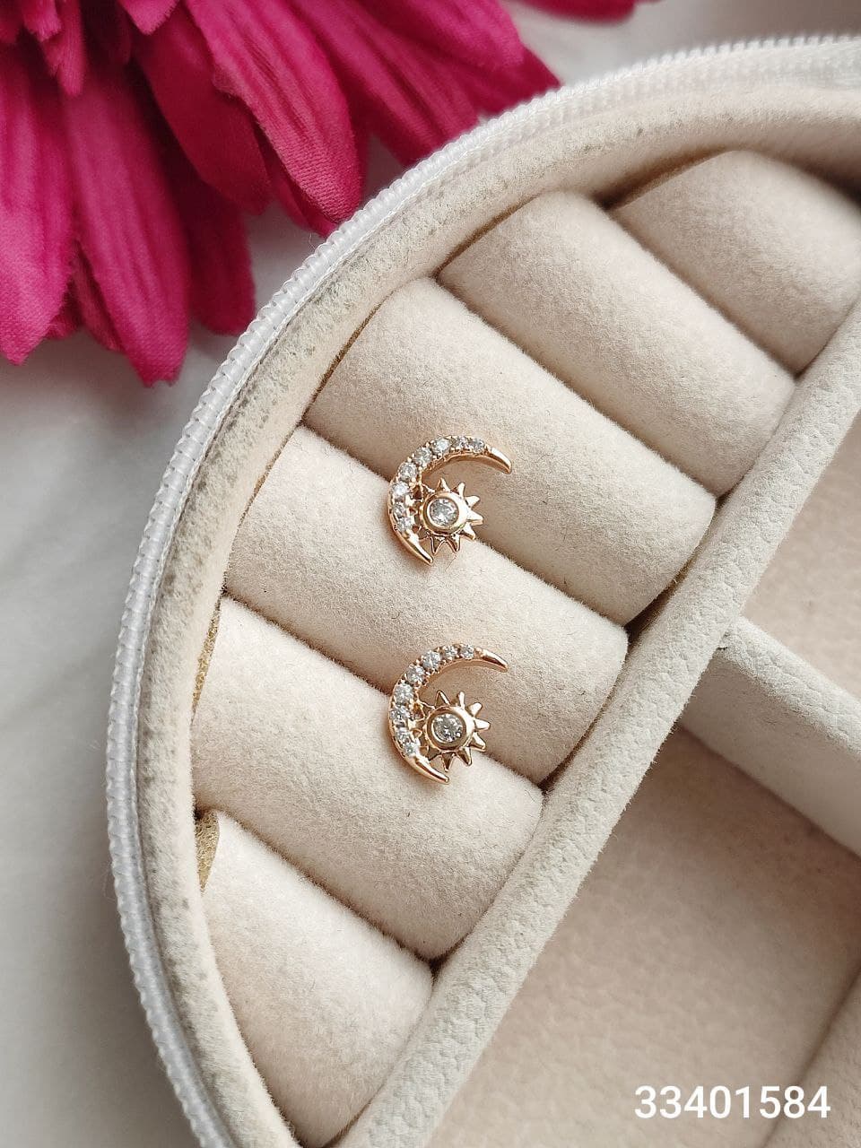 گوشواره میخی ژوپینگ طرح ماه و ستاره رنگ ثابت ضد حساسیت کد 1616299