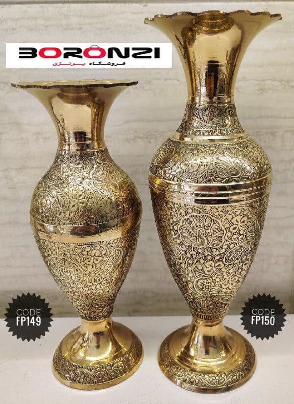 گلدان برنزی هندی طرح طاووس لبه حلالی