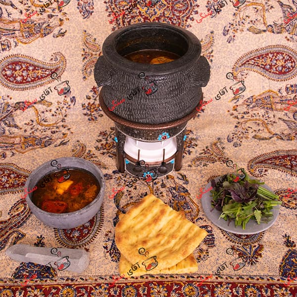 قابلمه و دیگ سنگی دستهدار صادراتی | مناسب دیزی و آشپزی سنتی — تصویر ۵