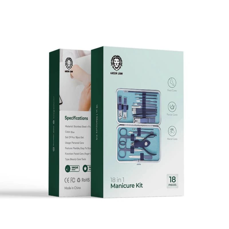 ست مانیکور و پدیکور گرین لاین مدل Green Lion GNMTRVL18 مجموعه 18 عددی — تصویر ۳