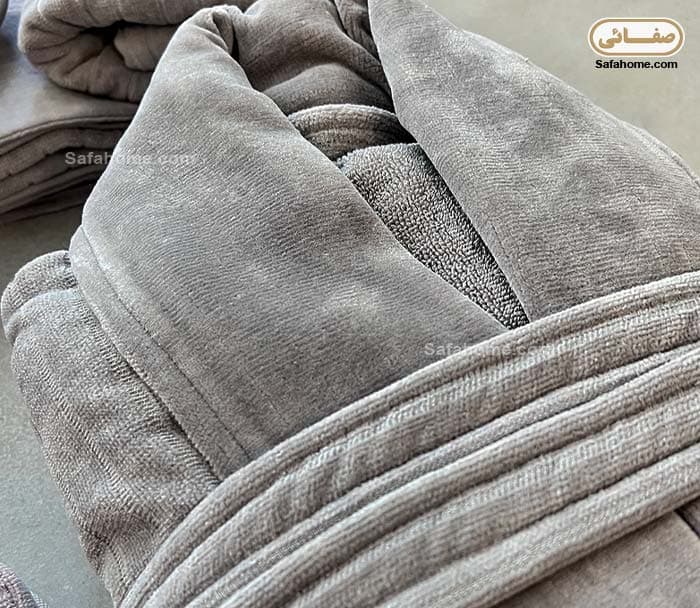 سرویس حوله عروس و داماد مدل راه راه طوسی و یاسی — تصویر ۴