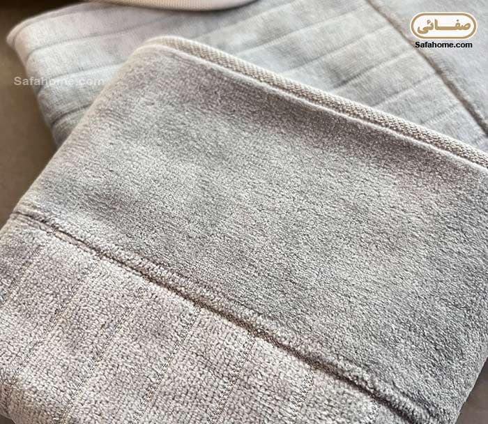 سرویس حوله عروس و داماد مدل راه راه طوسی و گلبهی — تصویر ۸