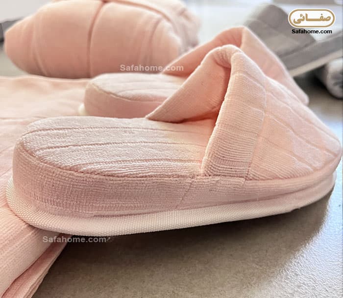 سرویس حوله عروس و داماد مدل راه راه طوسی و گلبهی — تصویر ۷