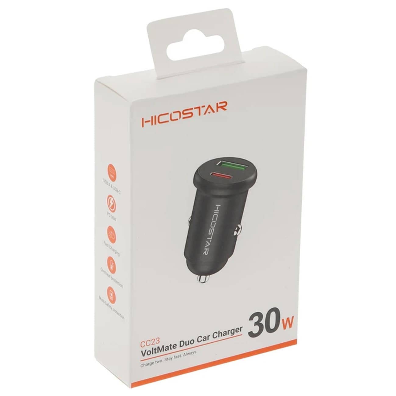 شارژر فندکی ماشین هایکو استار HICOSTAR مدل HS-CC23 توان 30 وات — تصویر ۳