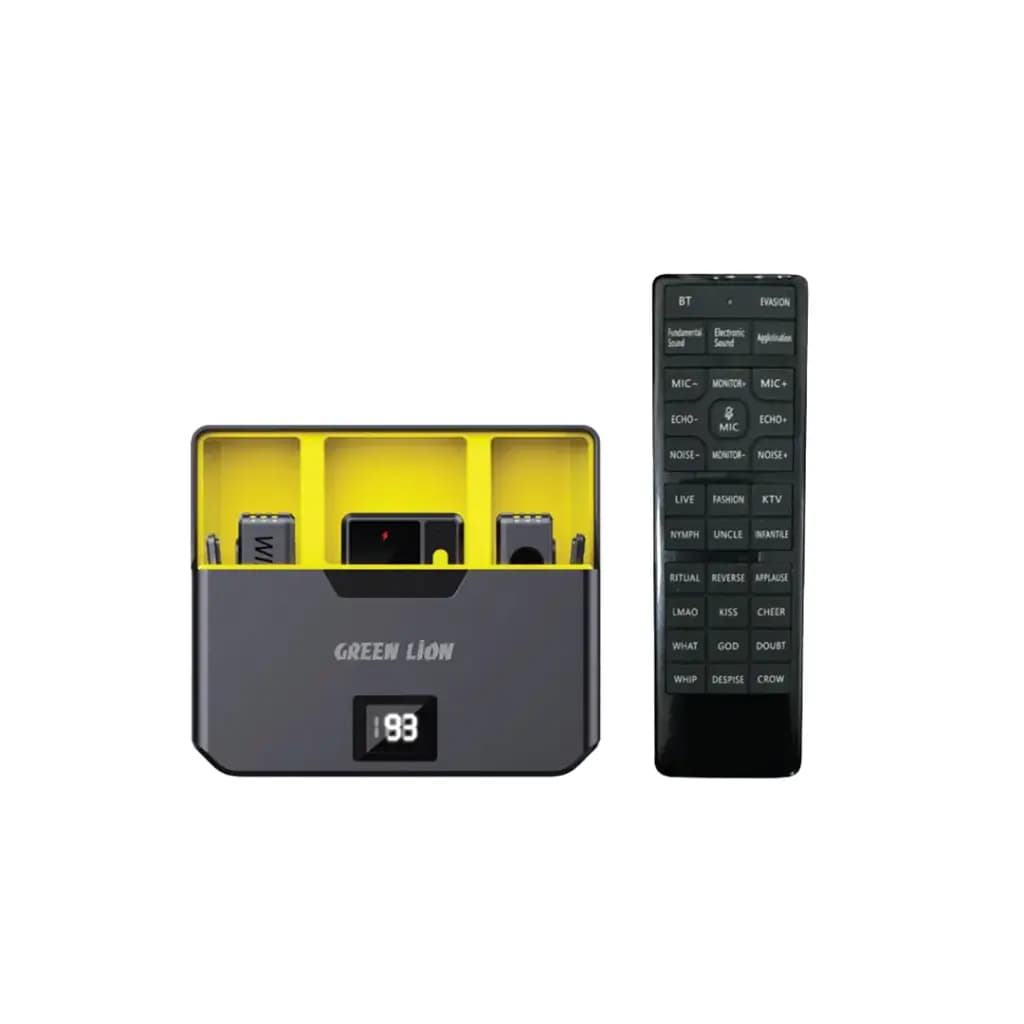 میکروفن بی‌سیم به همراه ریموت کنترل گرین لاین مدل green lion Wireless Microphone lightning with Remote Control