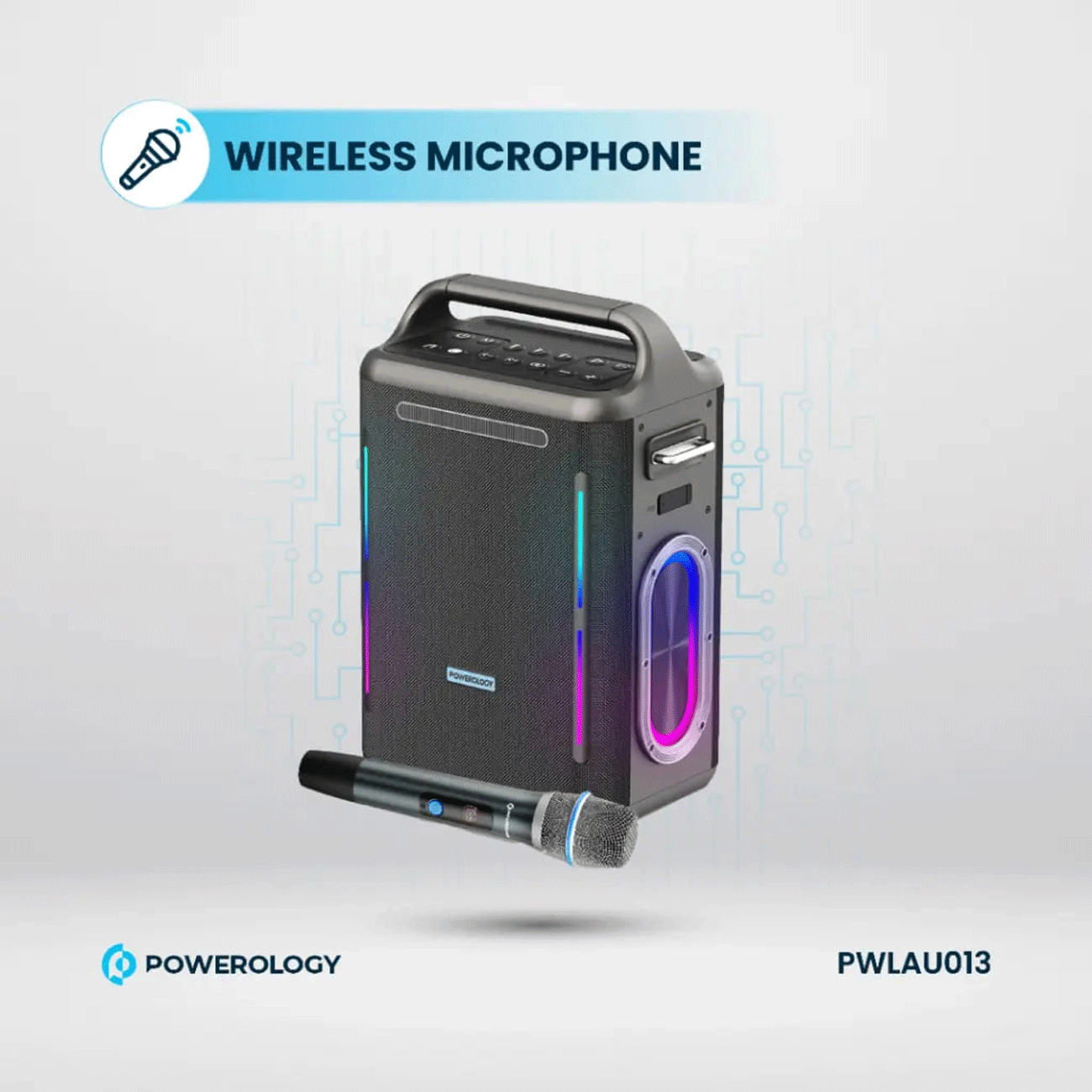 اسپیکر بلوتوثی با میکروفون کارائوکه پاورولوژی PWLAU013 — تصویر ۴