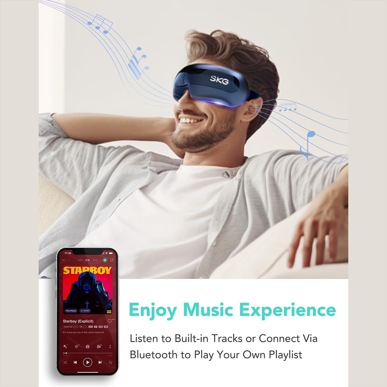 ماساژور چشم هوشمند اسکاجی SKG E3 Pro با قابلیت پخش موسیقی و پنجره دید — تصویر ۸