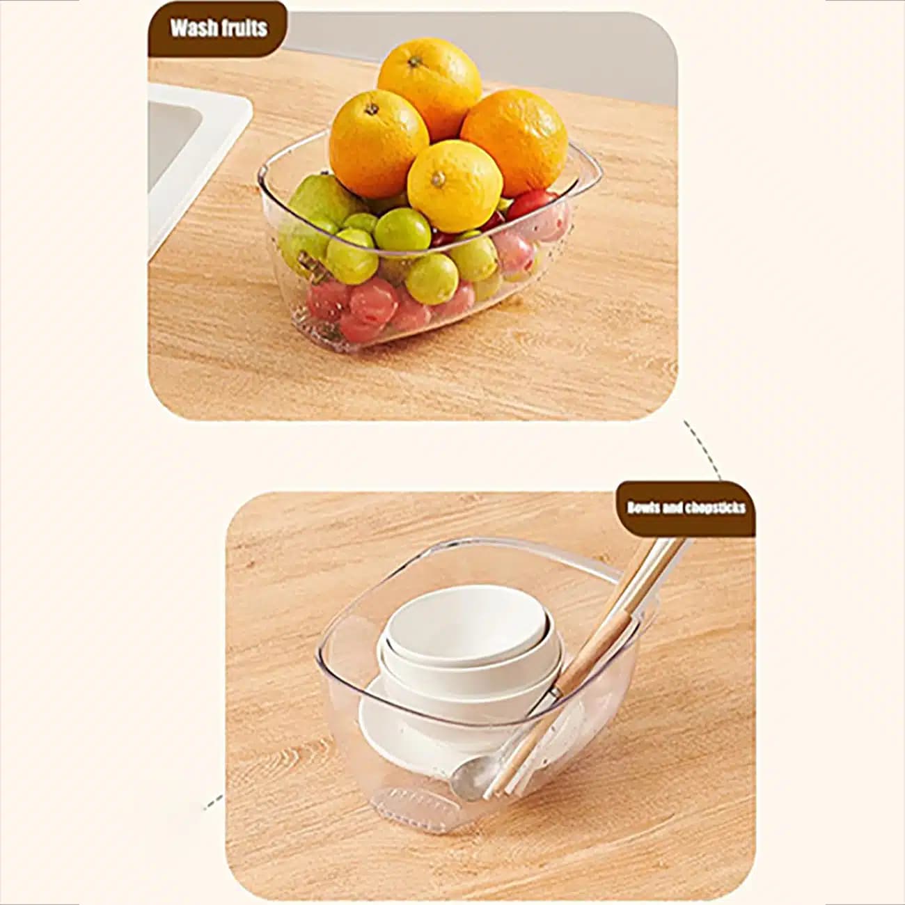 آبکش میوه و سبزیجات اکوکو ecoco مدل E24162 اکرولیک شفاف — تصویر ۱۱