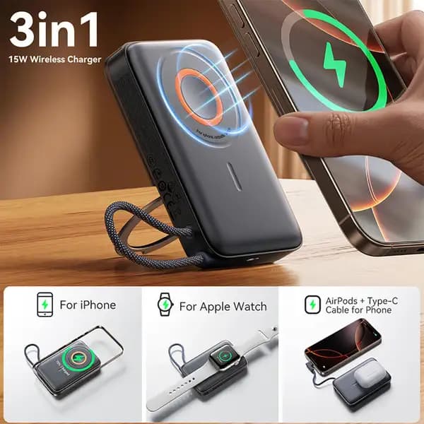 پاور بانک 10000 وایرلس جویروم Joyroom مدل JR-PBM02 توان 22.5 وات — تصویر ۱۲