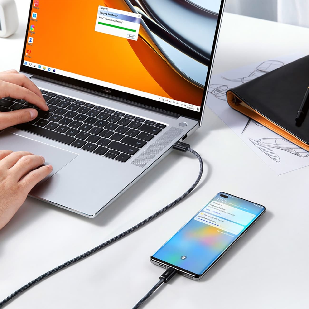 کابل شارژ یو‌اس‌بی به تایپ‌سی 100 وات یک متری بیسوس CALD000616 — تصویر ۳