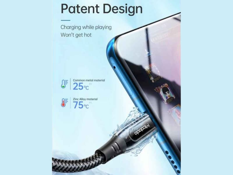 کابل شارژ سریع و انتقال داده تایپ سی به تایپ سی مک دودو Mcdodo CA-812 100w Type-C to Type-C 1.2M — تصویر ۷