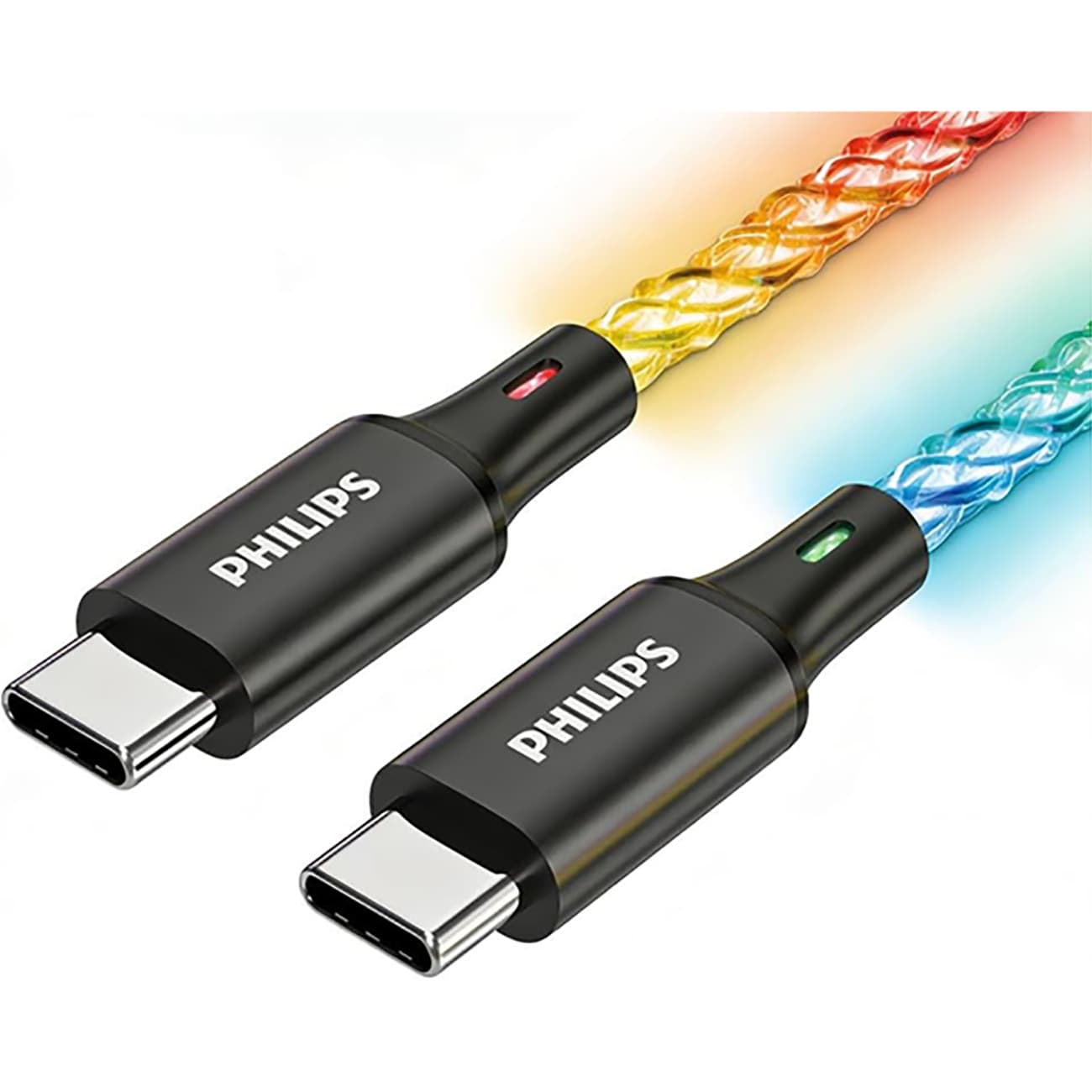 کابل تایپ سی 60 وات فیلیپس Philips مدل DLC5140C طول 1.2 متر با نور — تصویر ۵