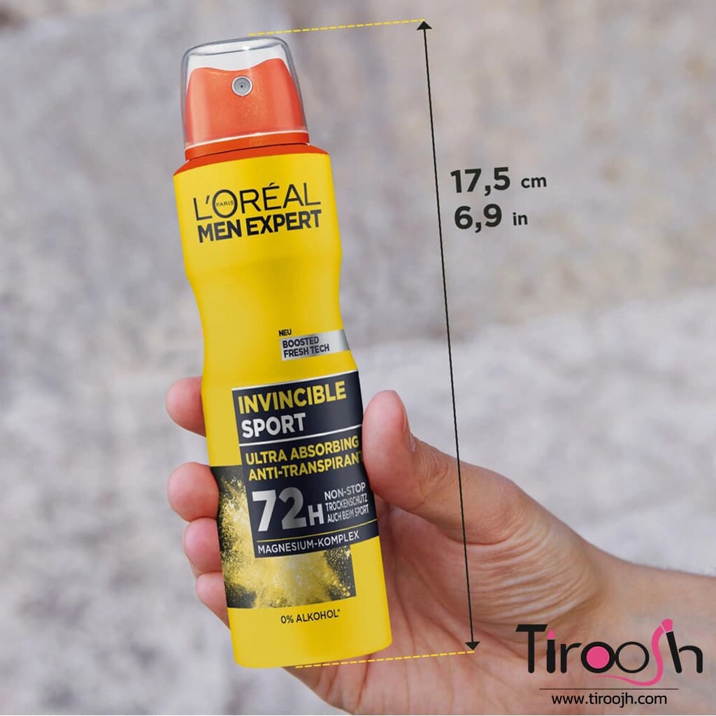 اسپری لورال ضد تعریق 96 ساعته مدل Invincible sport — تصویر ۳