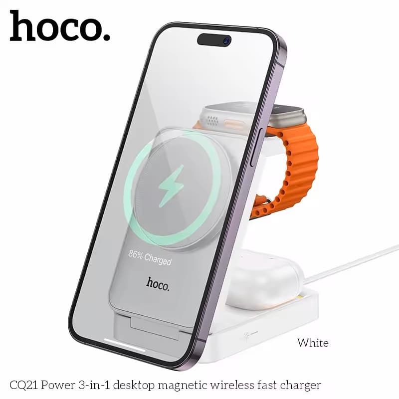 استند شارژر سه کاره برند hoco مدل cq21 — تصویر ۲