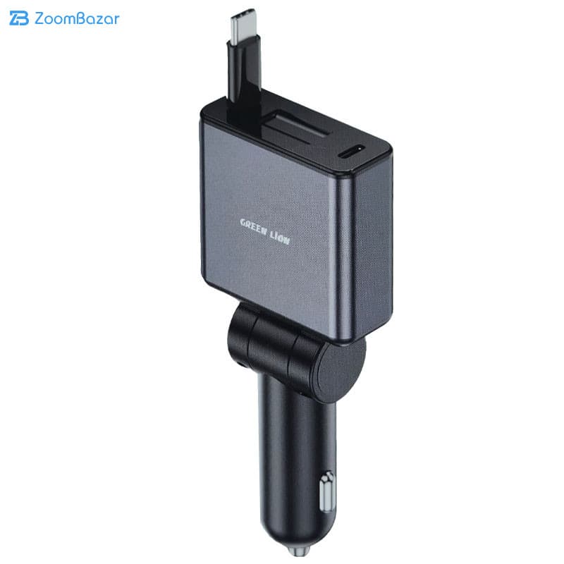 شارژر فندکی 45 وات گرین لاین مدل Retractable GL-CC22 به همراه کابل USB-C — تصویر ۲