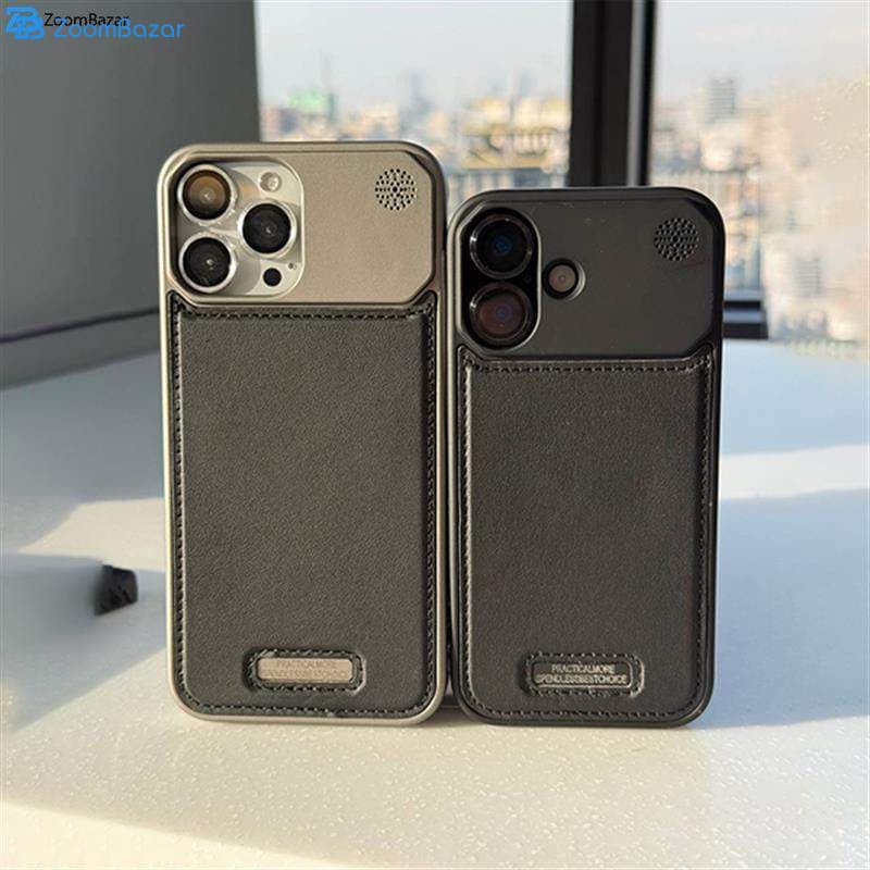 قاب اپیکوی iPhone 16 Pro Max مدل Lux Leather Metal مناسب برای گوشی موبایل اپل openbox (کمی رنگ پریدگی بالای قاب) — تصویر ۴