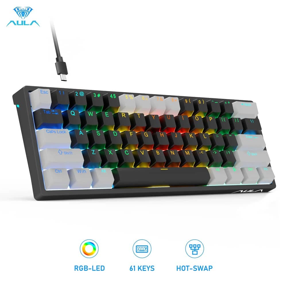 کیبورد گیمینگ مکانیکال AULA F3261 HOTSWAP ( مشکی / سفید )