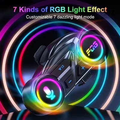 بلوتوث کلاه کاسکت Y13 RGB | اینترکام دو نفره ضد آب — تصویر ۳