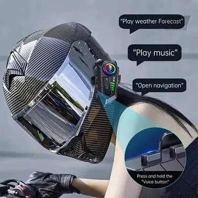 بلوتوث کلاه کاسکت Y13 RGB | اینترکام دو نفره ضد آب — تصویر ۵