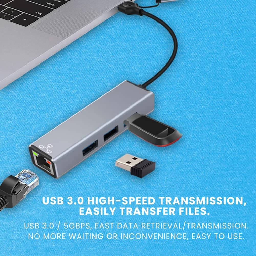 هاب AIRSKY HC-78 USB / Type-C To 3 USB / LAN — تصویر ۲