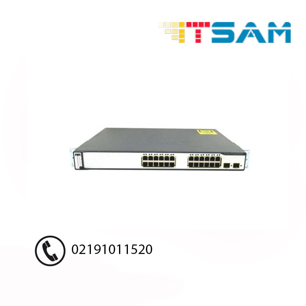سوئیچ 24 پورت سیسکو مدل WS-C3750-24PS-S کارکرده
