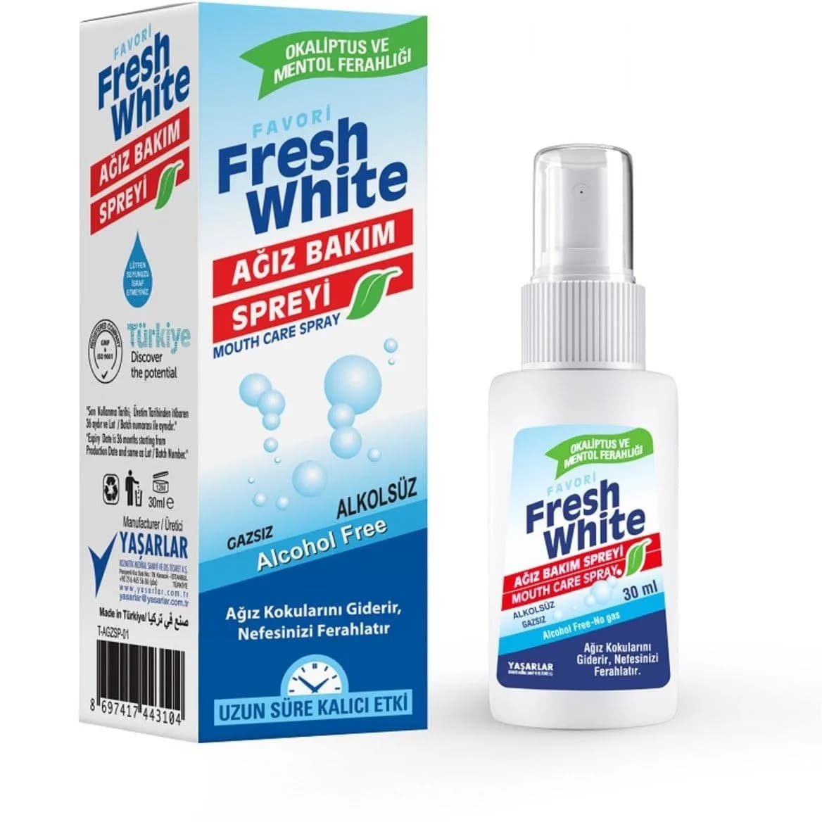 اسپری خوشبو کننده دهان فرش اند وایت Fresh & White حاوی عصاره اکالیپتوس و نعناع 30 میل — تصویر ۲