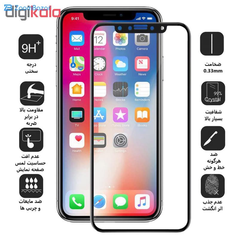 گلس 5D بوف مدل F33 مناسب برای گوشی موبایل اپل Iphone X — تصویر ۴