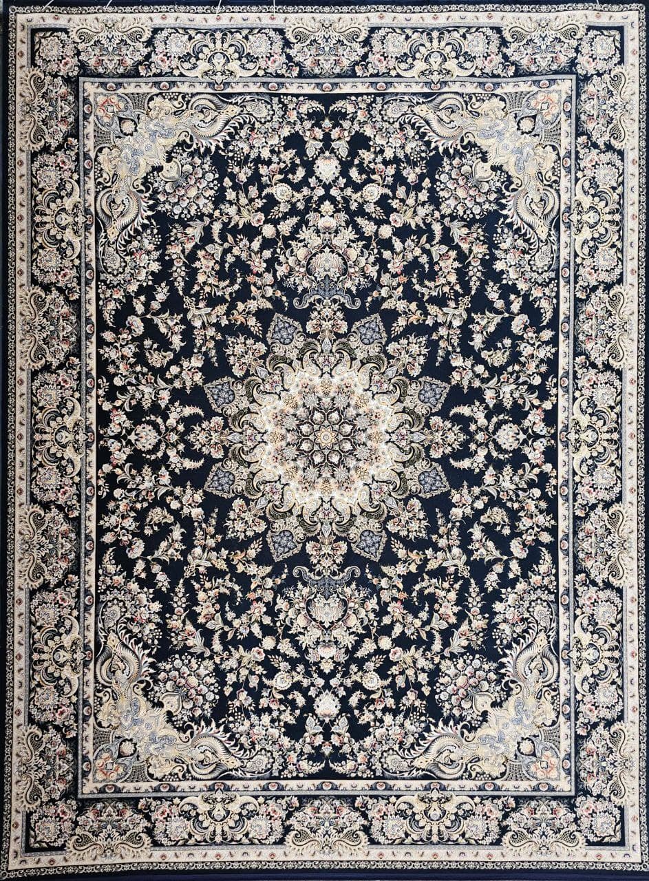 فرش ۱۵۰۰ شانه نقشه ریتا زمینه سرمه ای