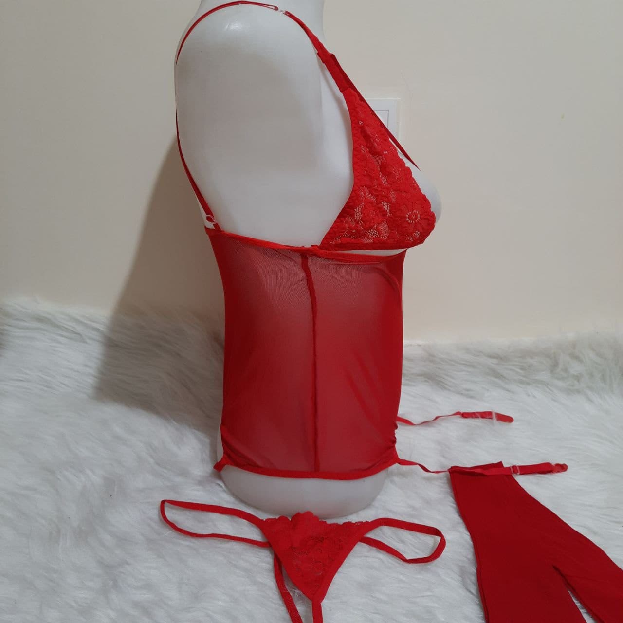 بادی فانتزی هارنسی با جوراب و بند جوراب Valentine کد 024 — تصویر ۴