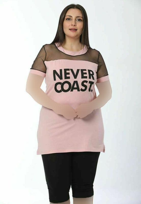 تیشرت شلوارک زنانه سایز بزرگ طرح never coast