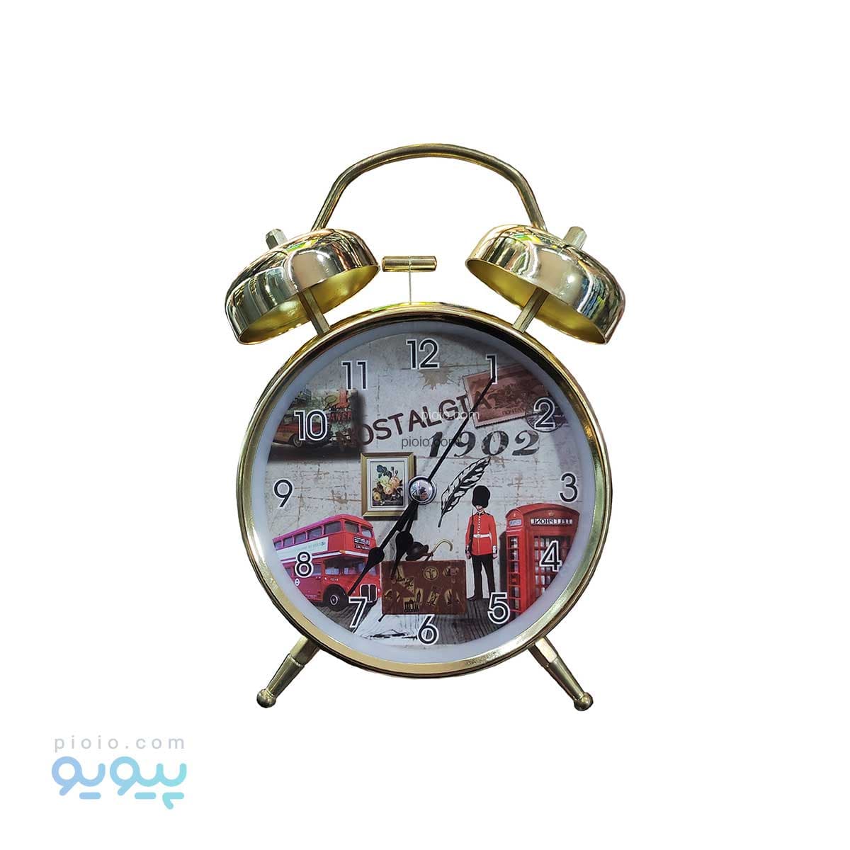 ساعت رومیزی زنگ دار زمینه طرح دار — تصویر ۳