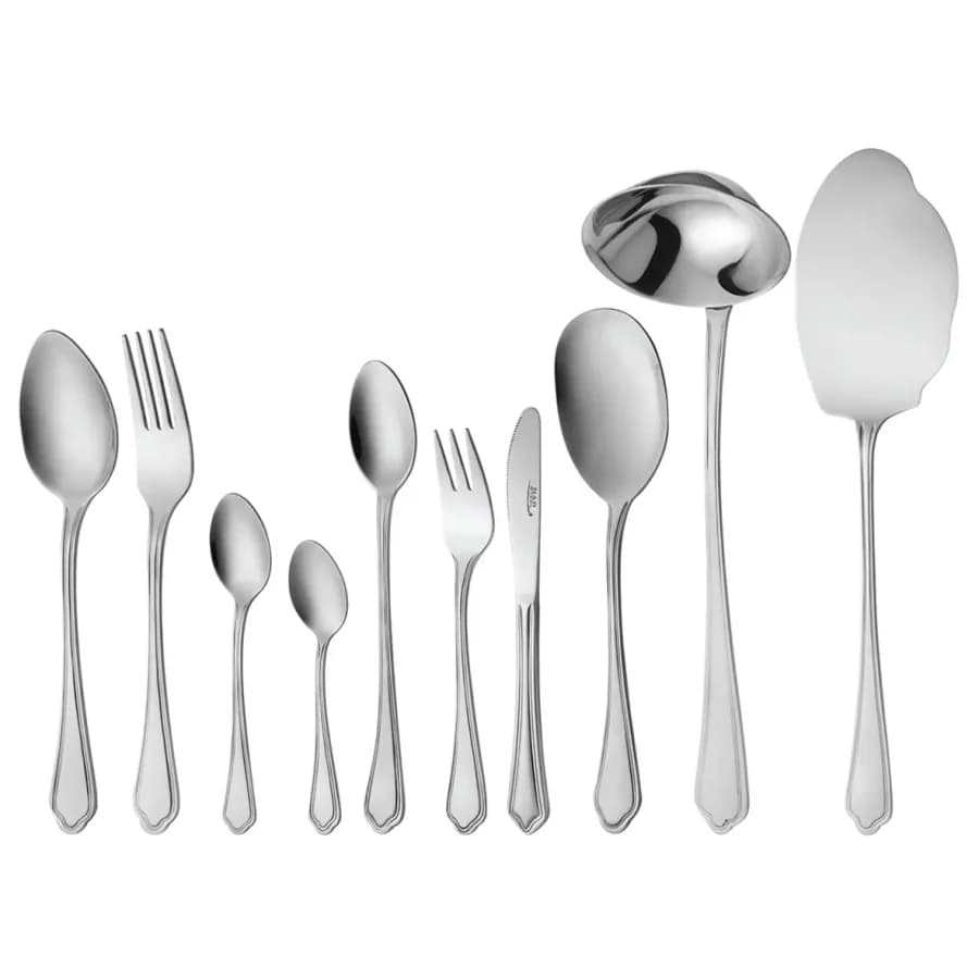 سرویس قاشق چنگال ناب استیل 98 پارچه ونیز استیل براق جعبه کادویی — تصویر ۵
