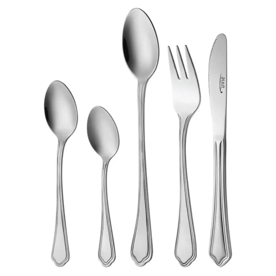 سرویس قاشق چنگال ناب استیل 98 پارچه ونیز استیل براق جعبه کادویی — تصویر ۳