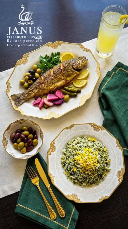 سرویس چینی الیزابت پرو طرح فلوریانا 12 نفره 100 پارچه چینی توس ژانوس قالب ونوسا